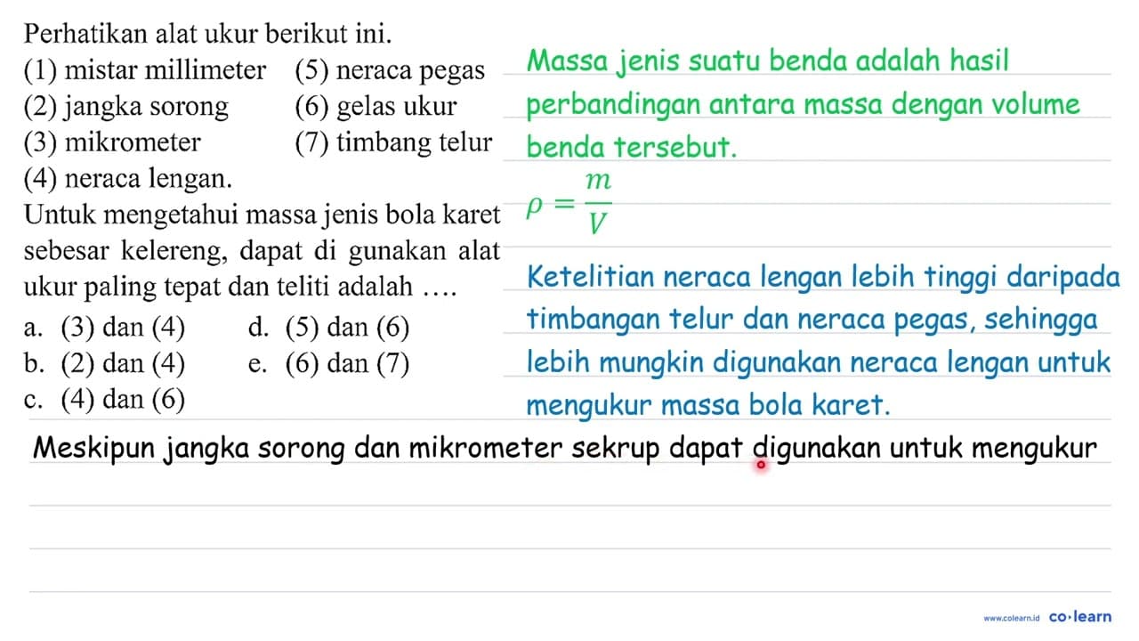 Perhatikan alat ukur berikut ini. (1) mistar millimeter (5)