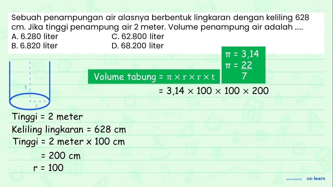 Sebuah penampung air alasnya berbentuk lingkaran dengan