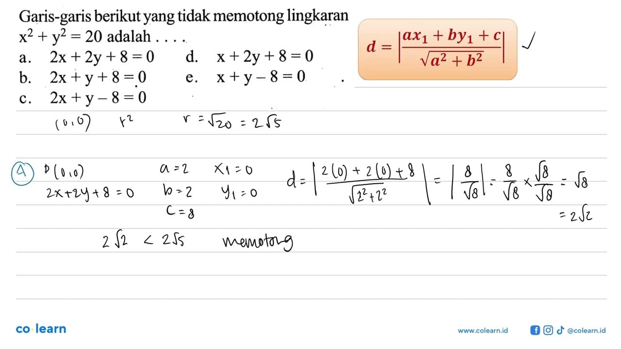 Garis-garis berikut yang tidak memotong lingkaran