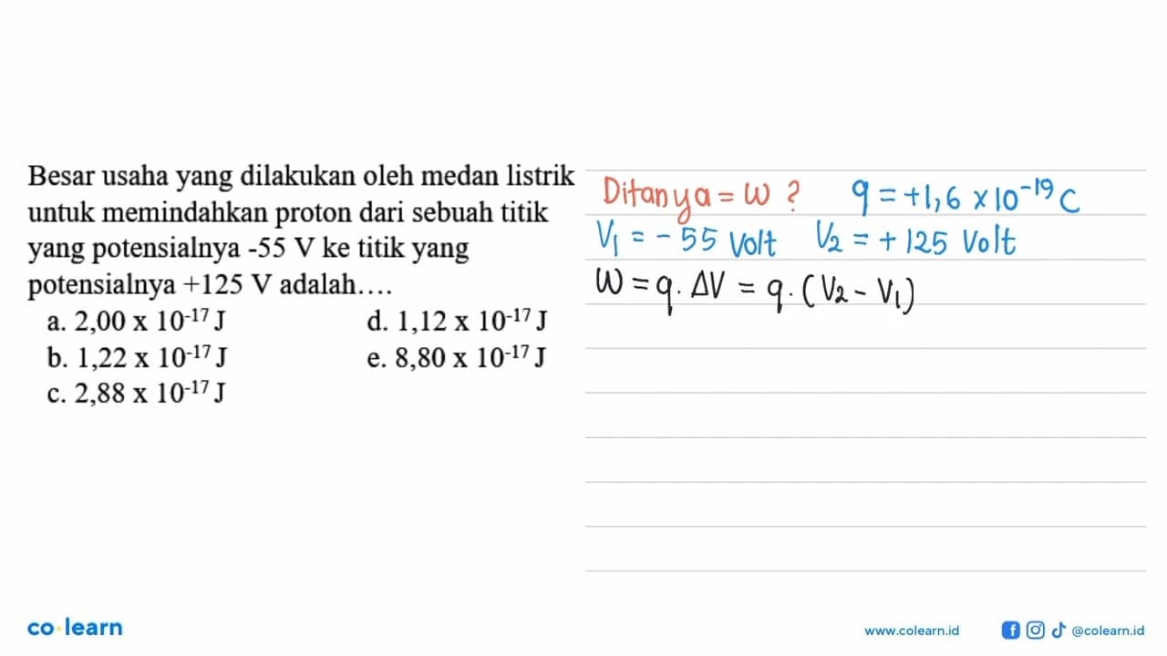 Besar usaha yang dilakukan oleh medan listrik untuk