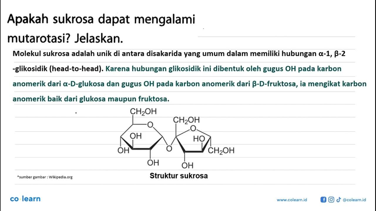 Apakah sukrosa dapat mengalami mutarotasi? Jelaskan.