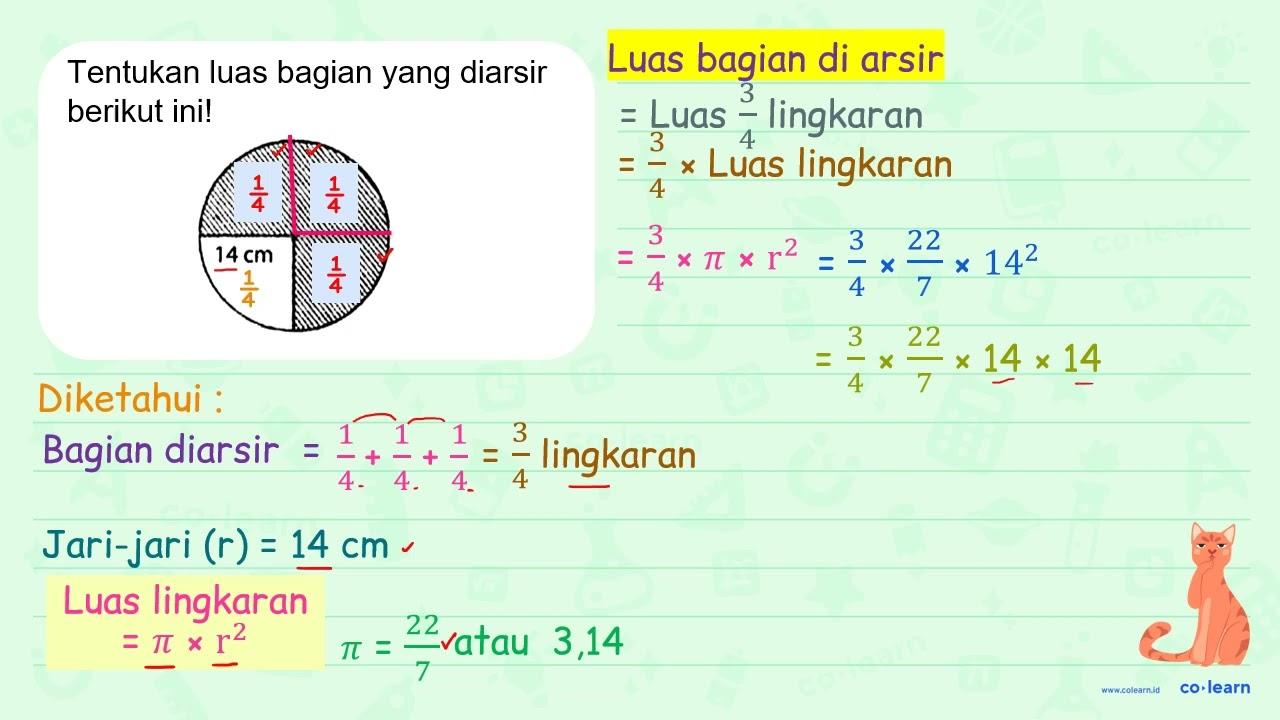 Tentukan luas bagian yang diarsir berikut ini! 14 cm