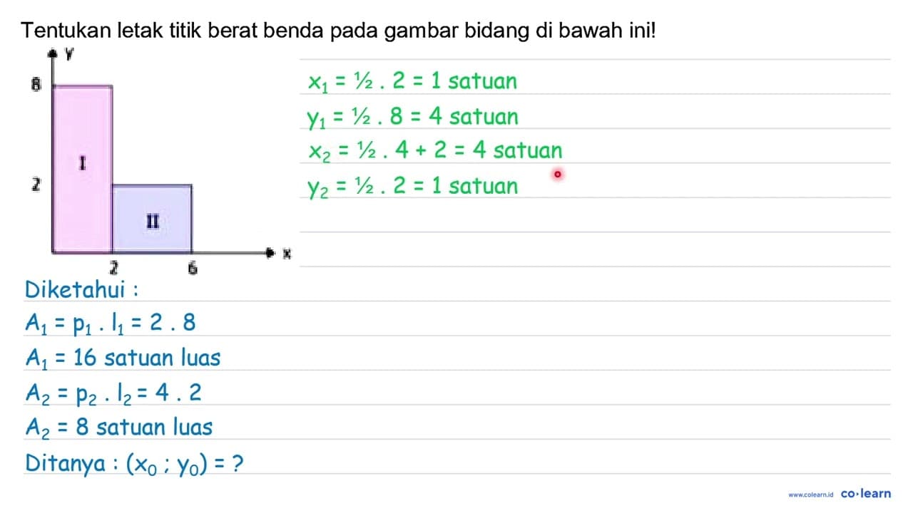 Tentukan letak titik berat benda pada gambar bidang di