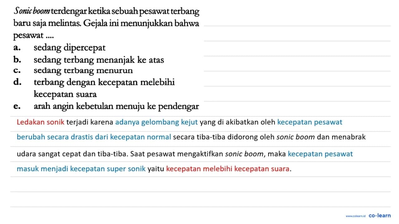 Sonic boom terdengarketika sebuah pesawat terbang baru saja