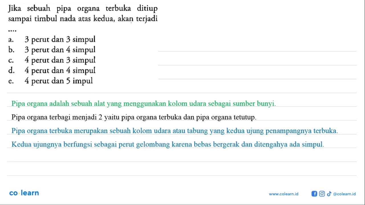 Jika sebuah pipa organa terbuka ditiup sampai timbul nada