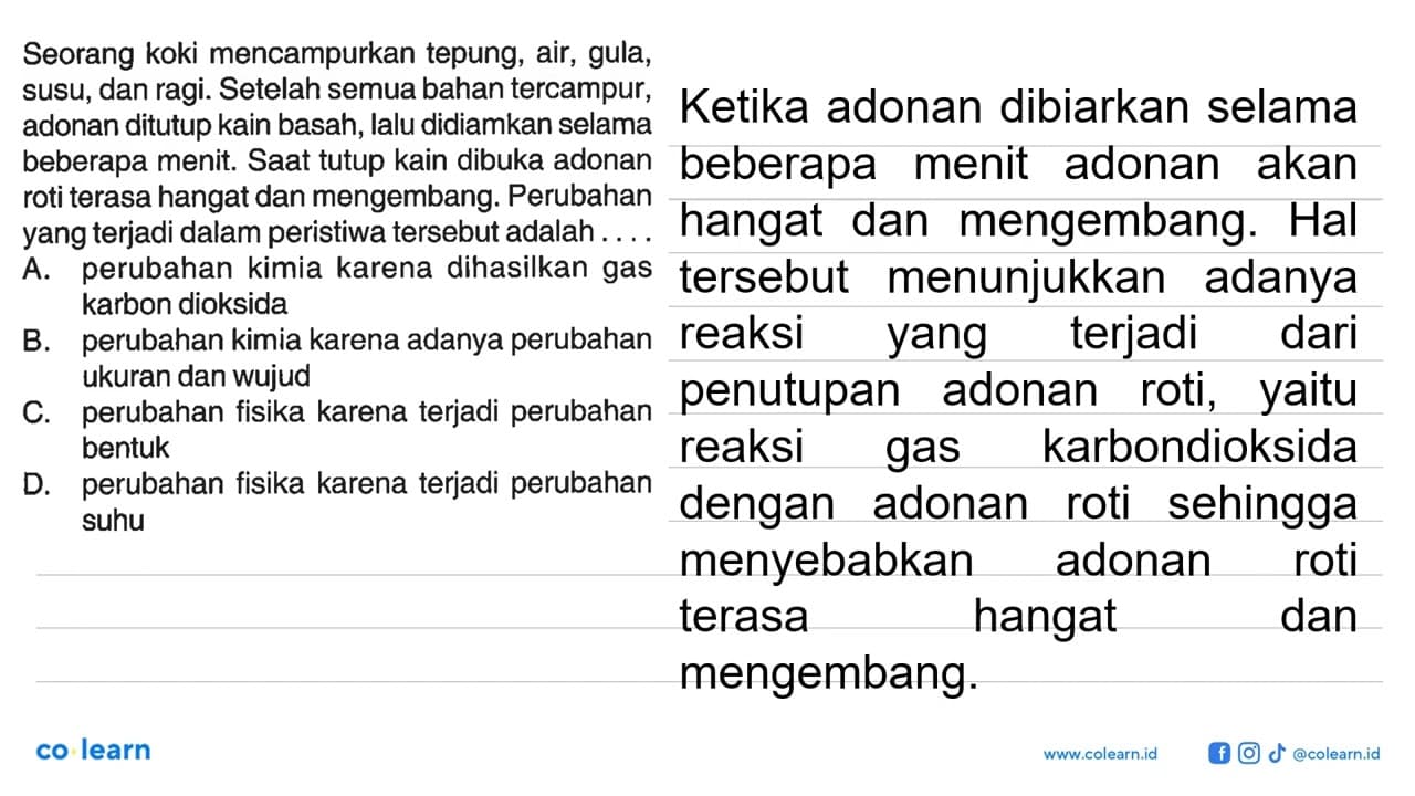 Seorang koki mencampurkan tepung, air, gula, susu, dan