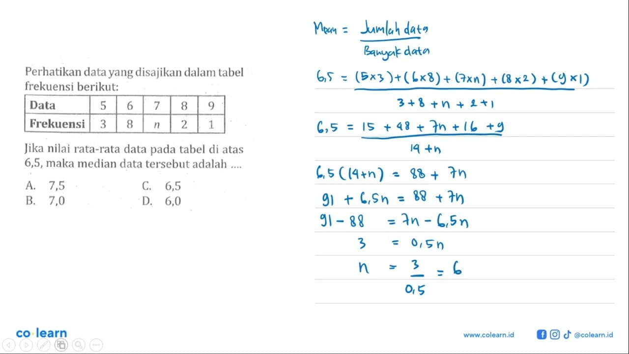 perhatikan data yang disajikan dalam tabel frekuensi