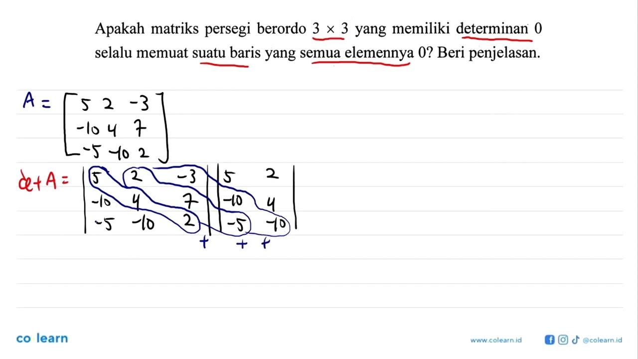 Apakah matriks persegi berordo 3 x 3 yang memiliki