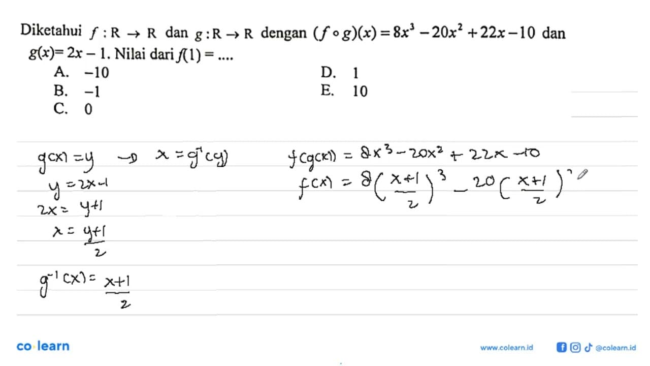 Diketahui f:R->R dan g:R->R dengan