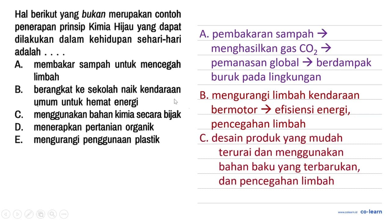 Hal berikut yang bukan merupakan contoh penerapan prinsip