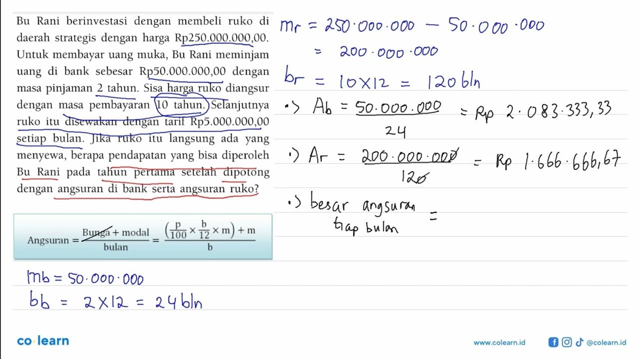 Bu Rani berinvestasi dengan membeli ruko di daerah