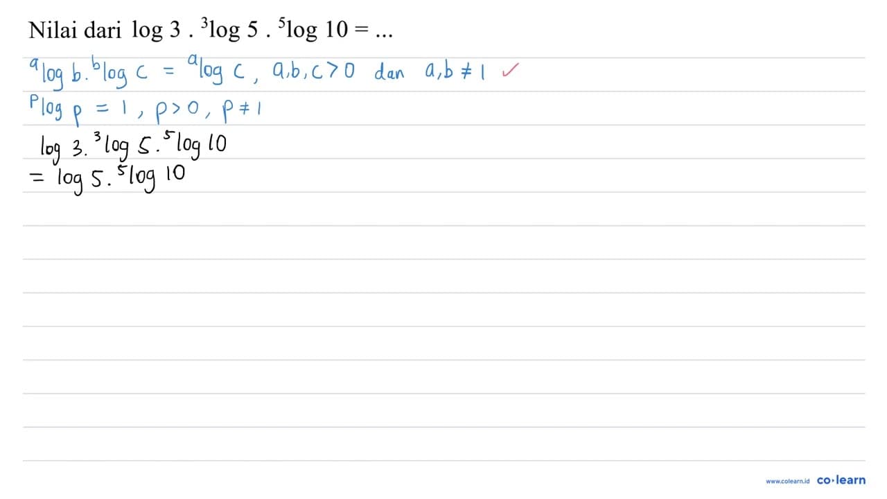 log 3 . 3 log 5 . 5 log 10=...