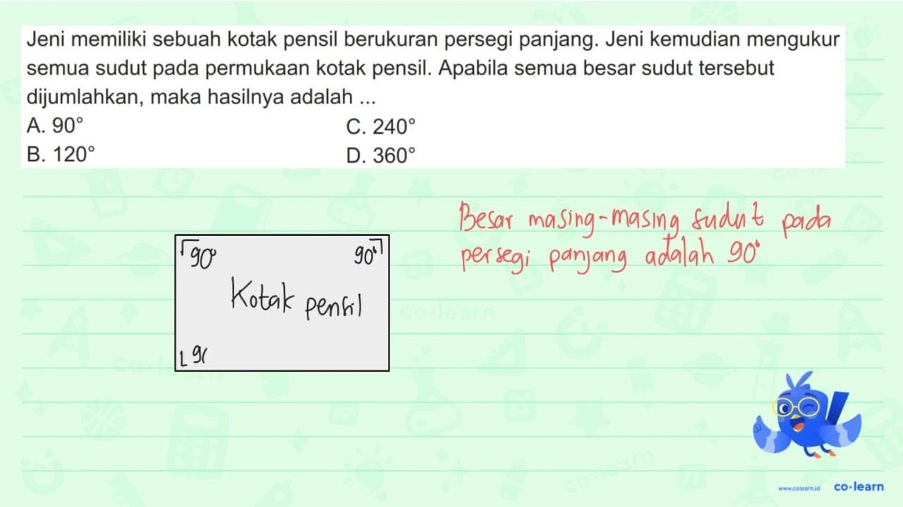 Jeni memiliki sebuah kotak pensil berukuran persegi