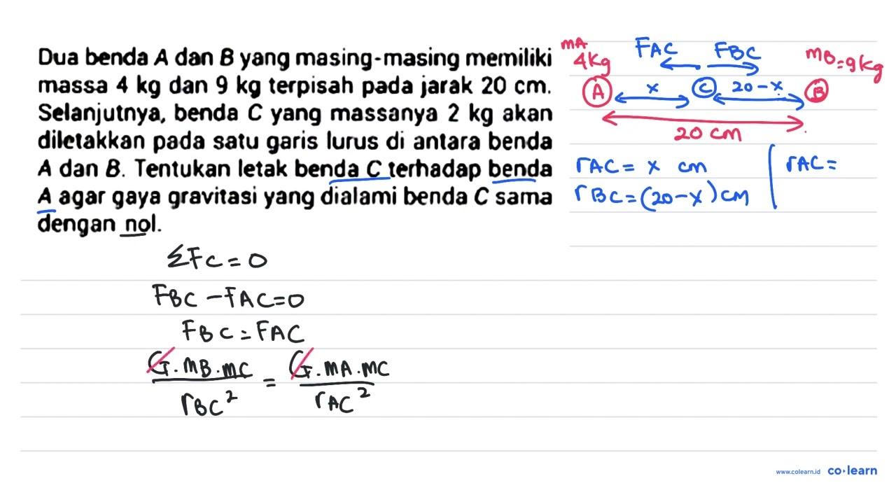 Dua benda A dan B yang masing-masing memiliki massa 4 kg