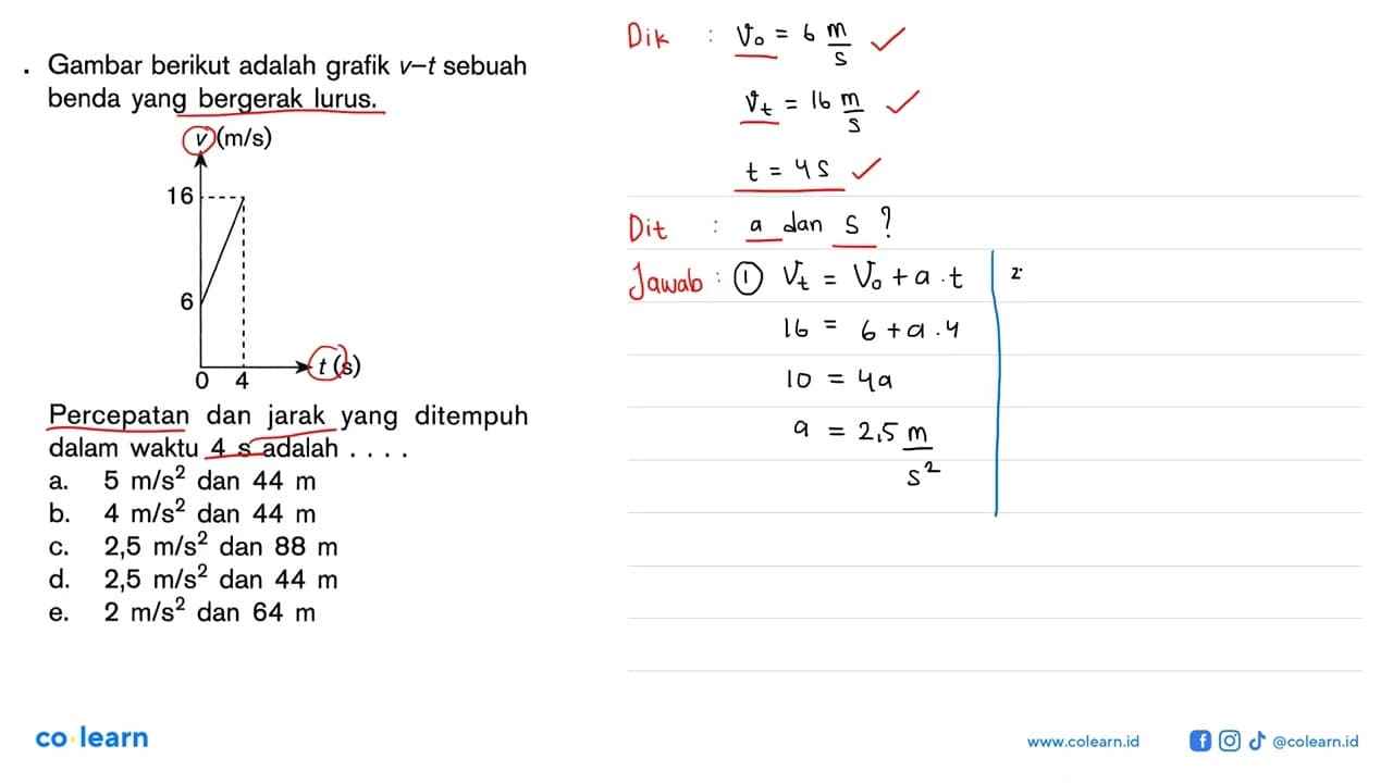 Gambar berikut adalah grafik v-t sebuah benda yang bergerak