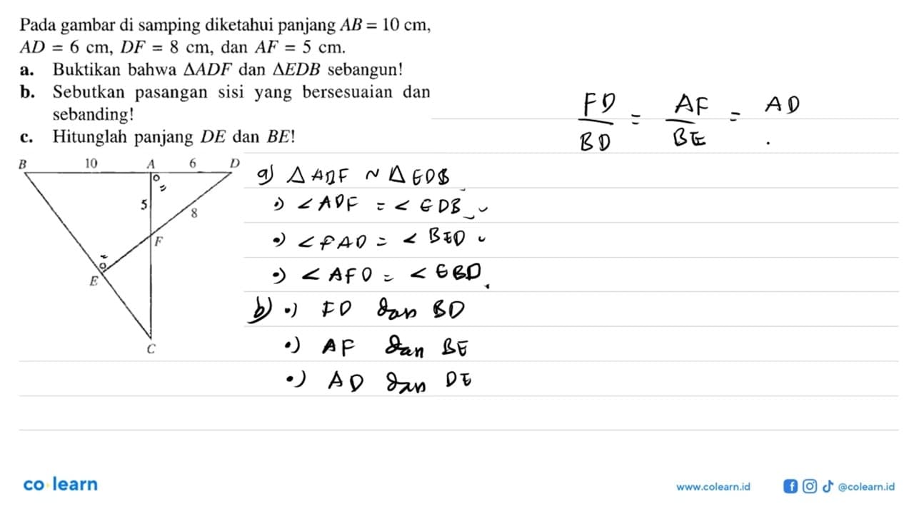 Pada gambar di samping diketahui panjang AB = 10 cm, AD = 6