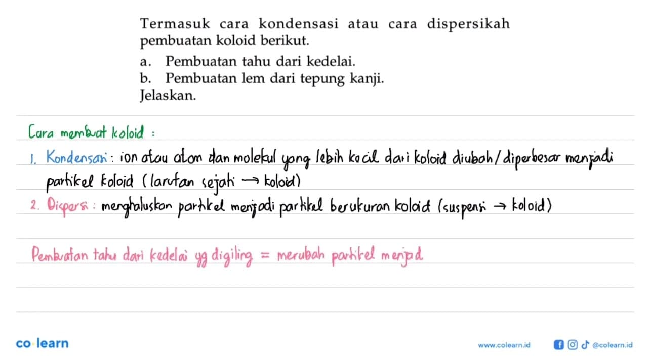 Termasuk cara kondensasi atau cara dispersikah pembuatan