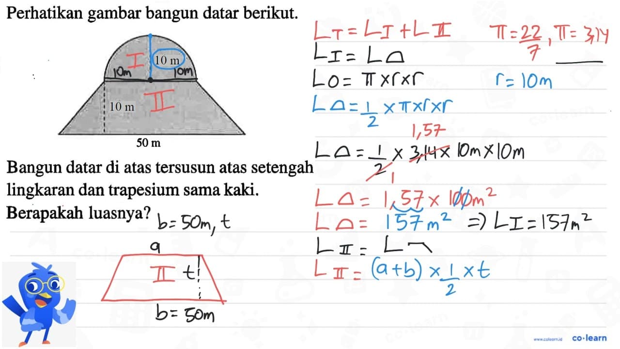 Perhatikan gambar bangun datar berikut. 10 m 10 m 50 m