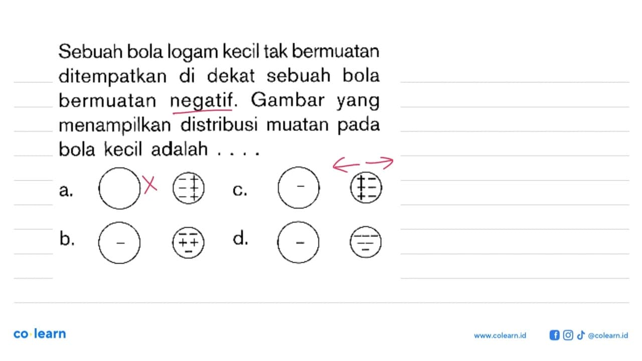 Sebuah bola logam kecil tak bermuatan ditempatkan di dekat