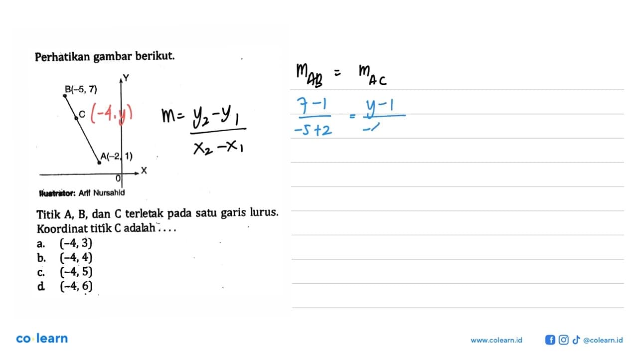 Perhatikan gambar berikut. Titik A, B, dan C terletak pada