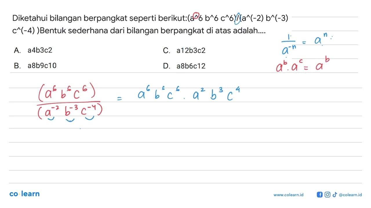 Diketahui bilangan berpangkat seperti berikut: (a^6 b^6