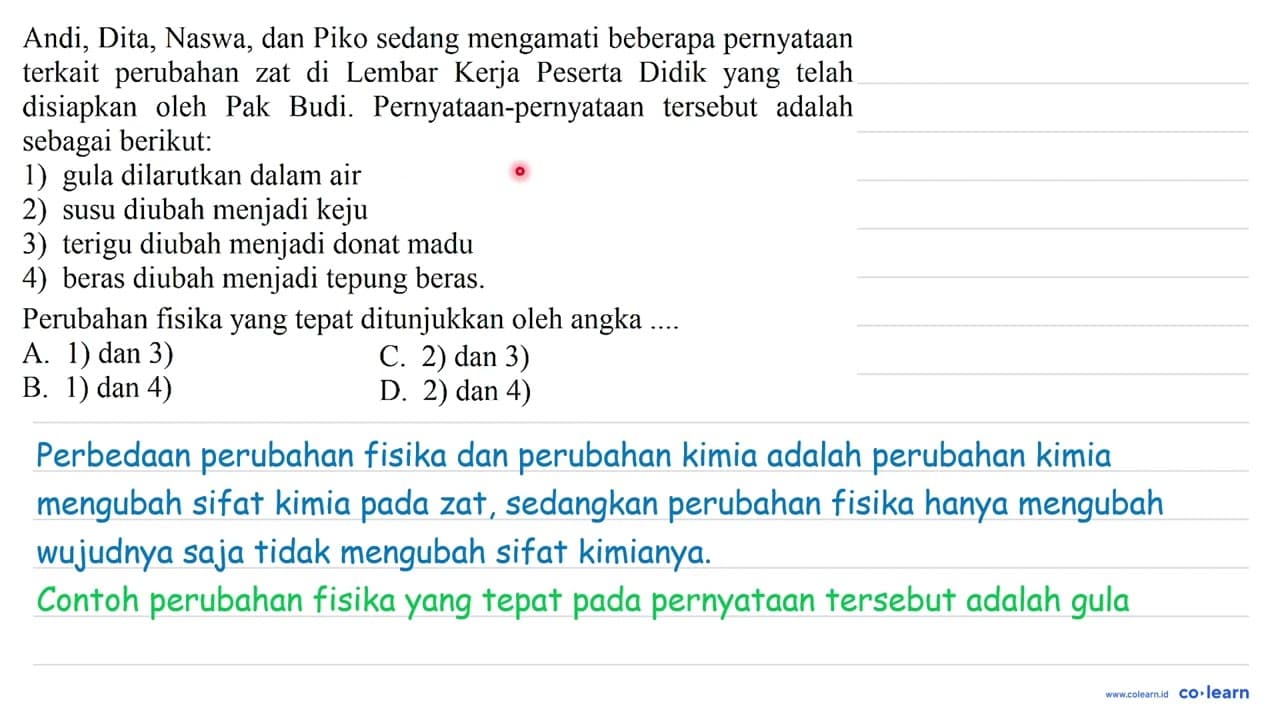 Andi, Dita, Naswa, dan Piko sedang mengamati beberapa