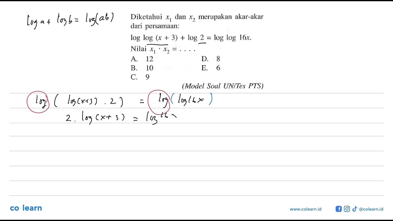 Diketahui x1 dan x2 merupakan akar-akar dari persamaan: