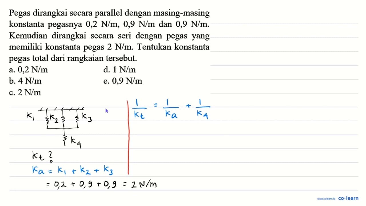 Pegas dirangkai secara parallel dengan masing-masing