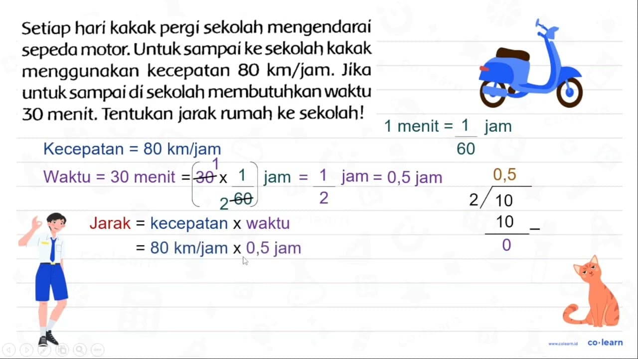 Setiap hari kakak pergi sekolah mengendarai sepeda motor.