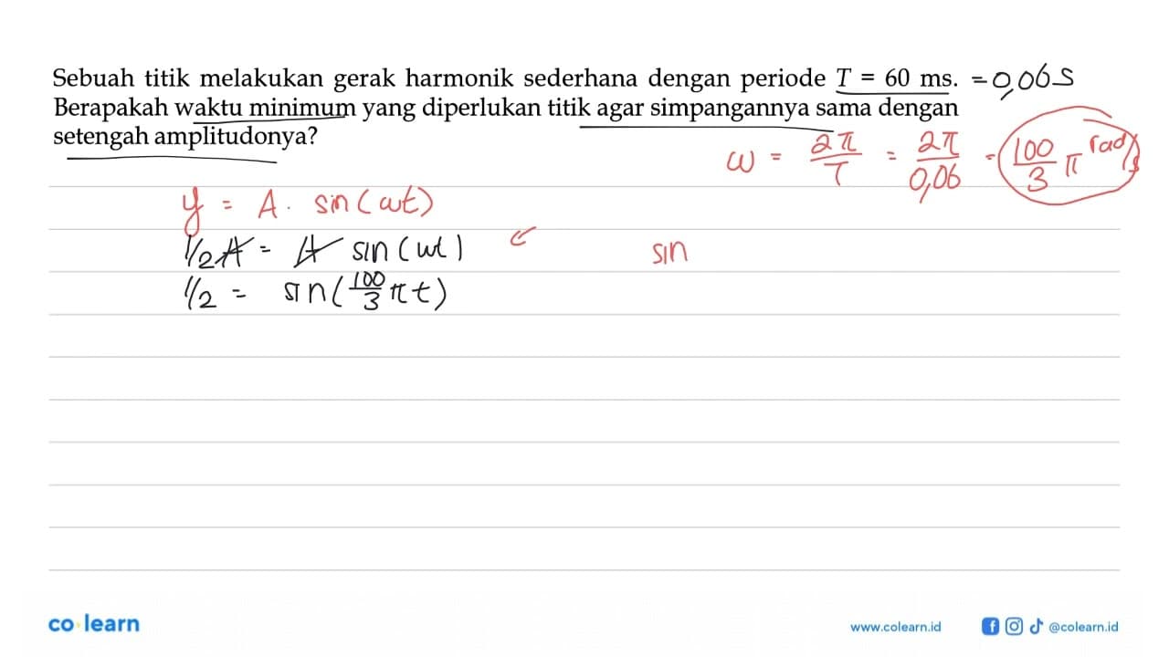 Sebuah titik melakukan gerak harmonik sederhana dengan