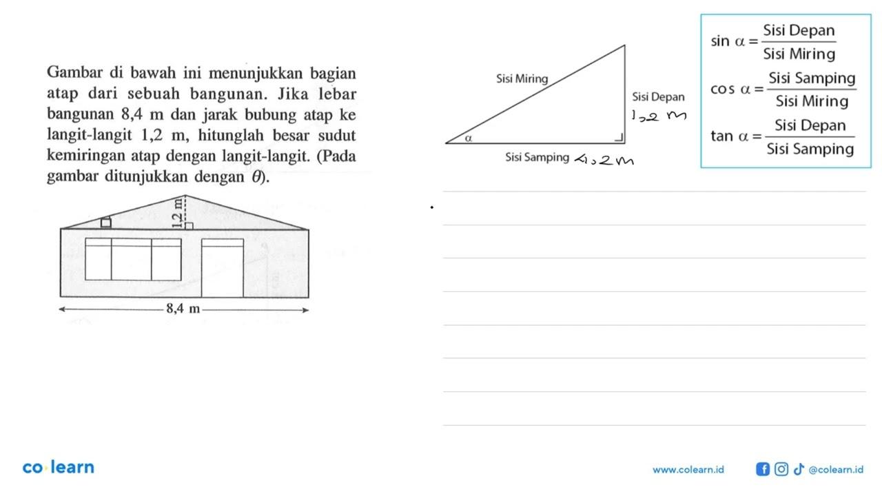 Gambar di bawah ini menunjukkan bagian atap dari sebuah