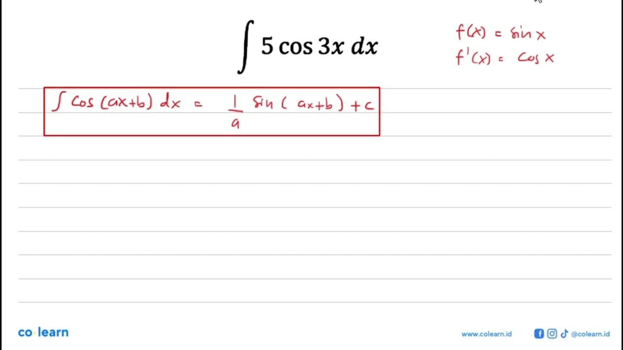 integral 5 cos 3x dx