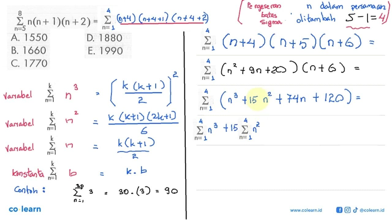 sigma n=5 8 n(n + 1)(n +2)=