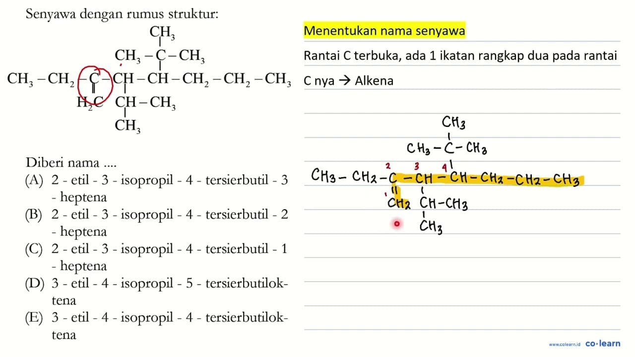 Senyawa dengan rumus struktur: CH3 CH3 - C - CH3 CH3 - CH2