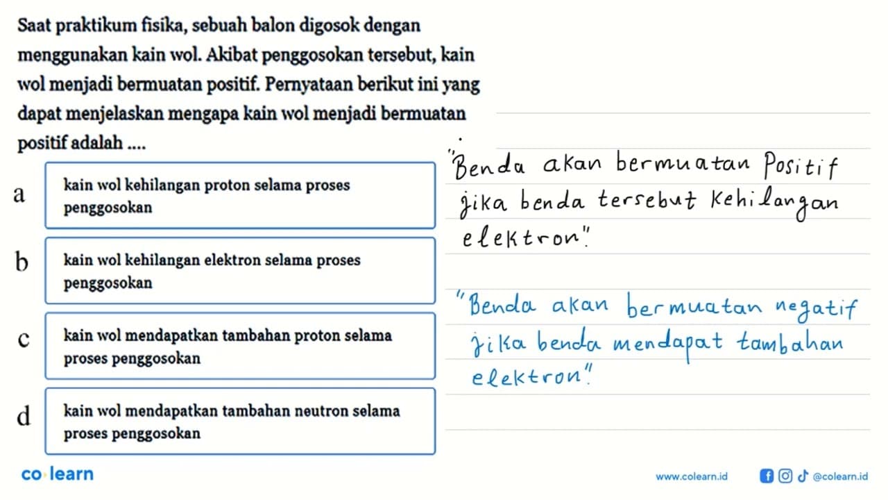 Saat praktikum fisika, sebuah balon digosok dengan