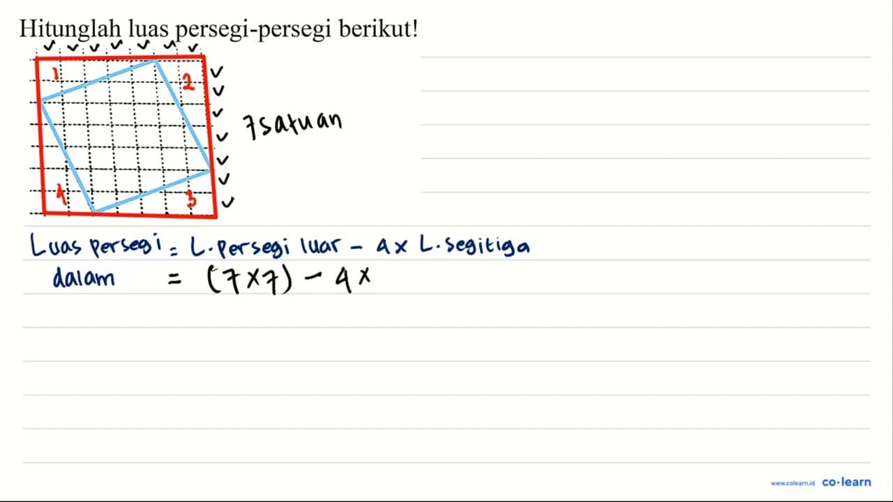 Hitunglah luas persegi-persegi berikut!