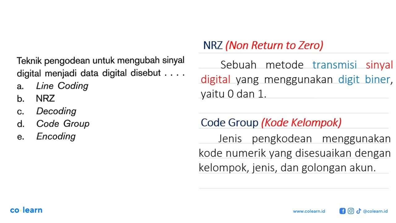 Teknik pengodean untuk mengubah sinyal digital menjadi data