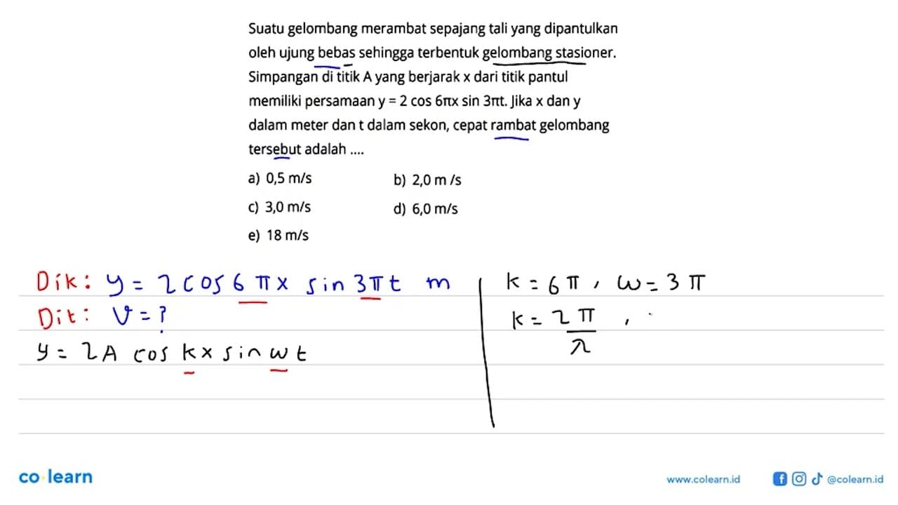 Suatu gelombang merambat sepajang tali yang dipantulkan