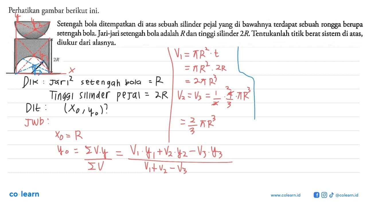 Perhatikan berikut ini. Setengah bola ditempatkan di atas