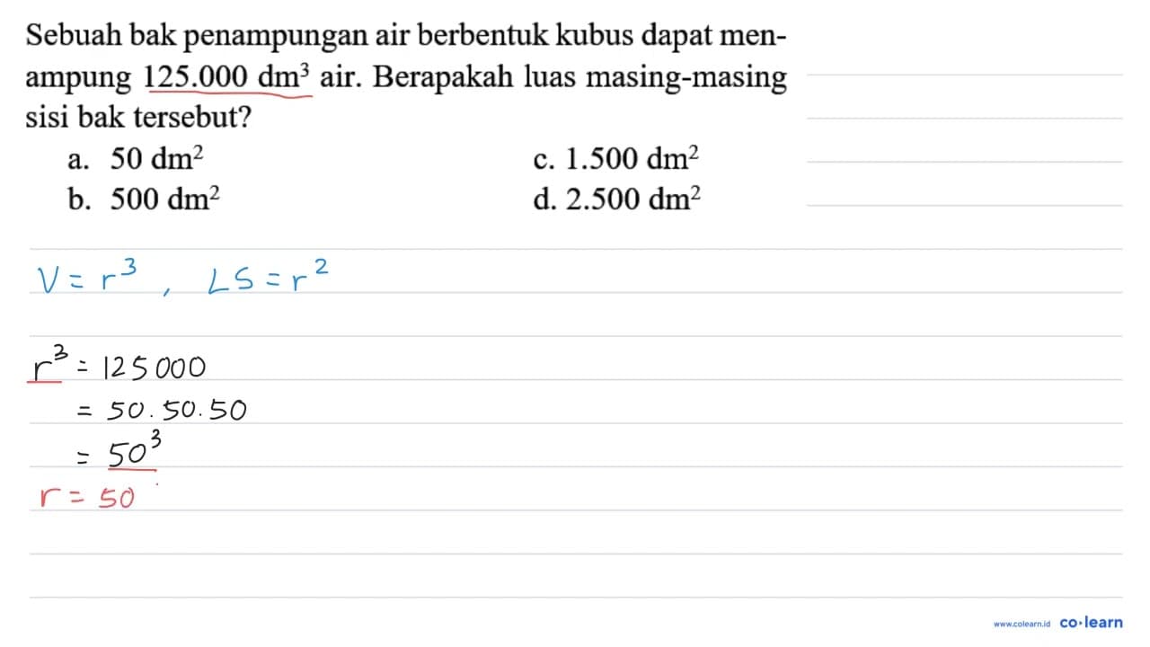 Sebuah bak penampungan air berbentuk kubus dapat menampung