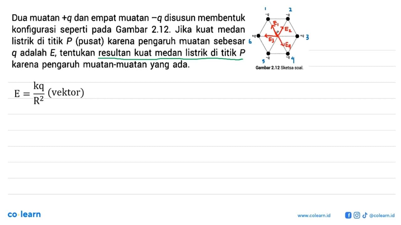 Dua muatan +q dan empat muatan -q disusun membentuk