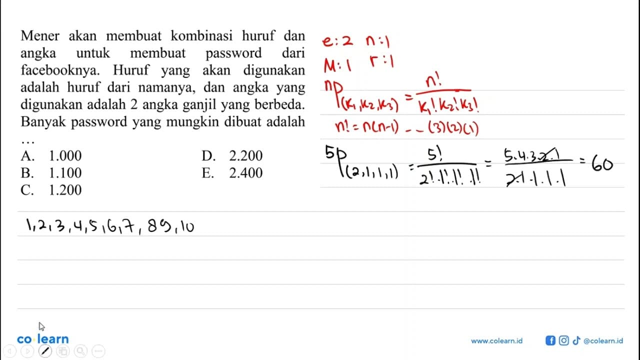 Mener akan membuat kombinasi huruf dan angka untuk membuat