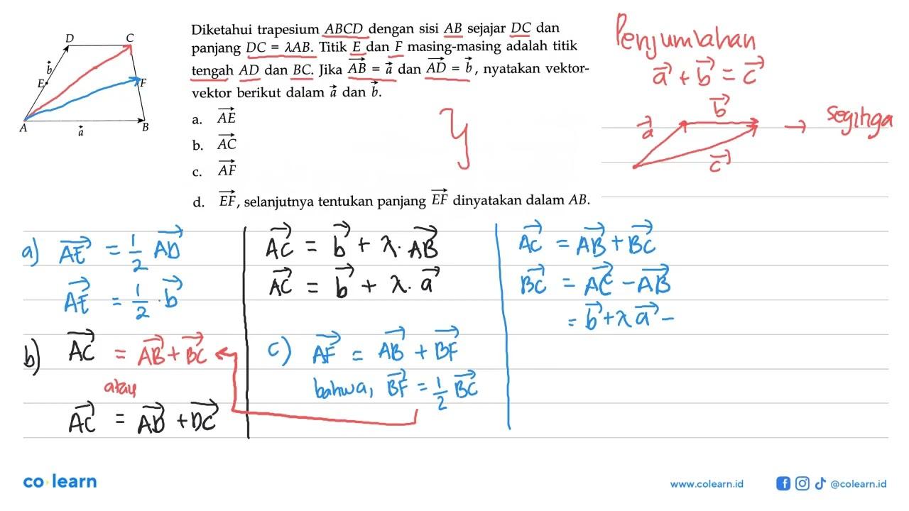 Diketahui trapesium ABCD dengan sisi AB sejajar DC dan