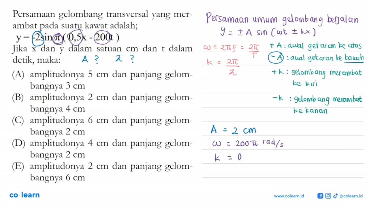 Persamaan gelombang transversal yang merambat pada suatu