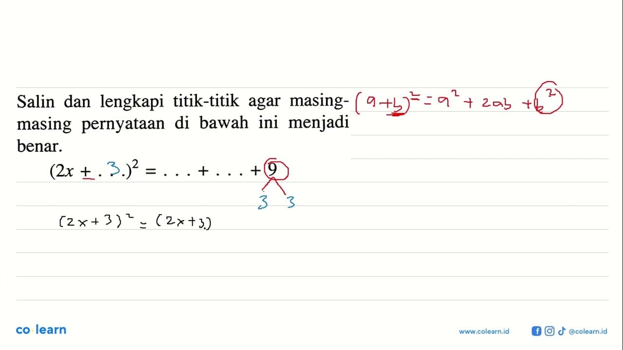 Salin dan lengkapi titik-titik agar masing- masing