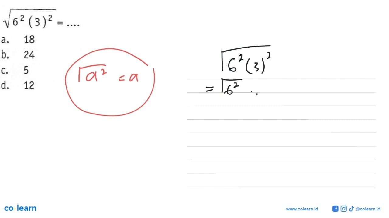 akar(6^2 (3)^2) = ....