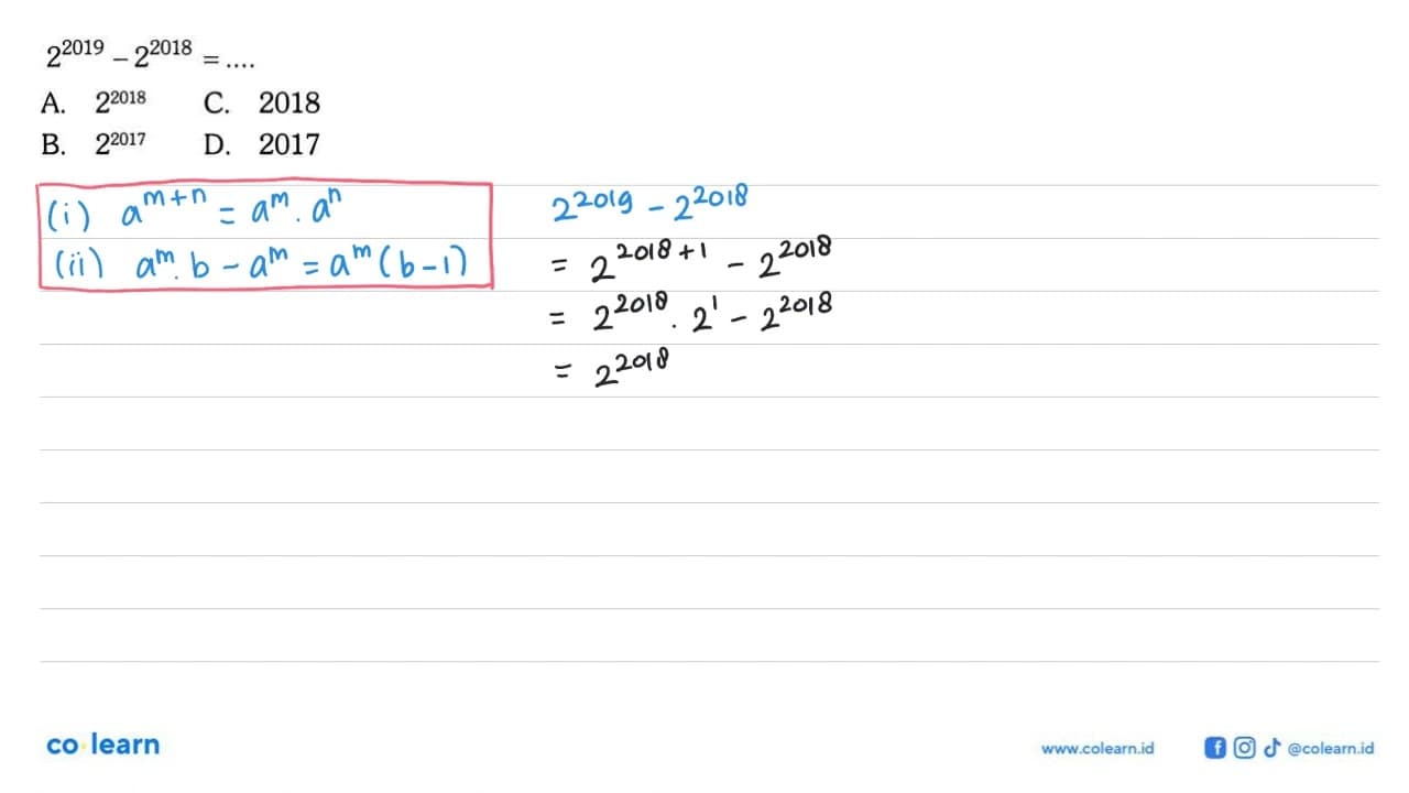 2^2019 - 2^2018 = ....