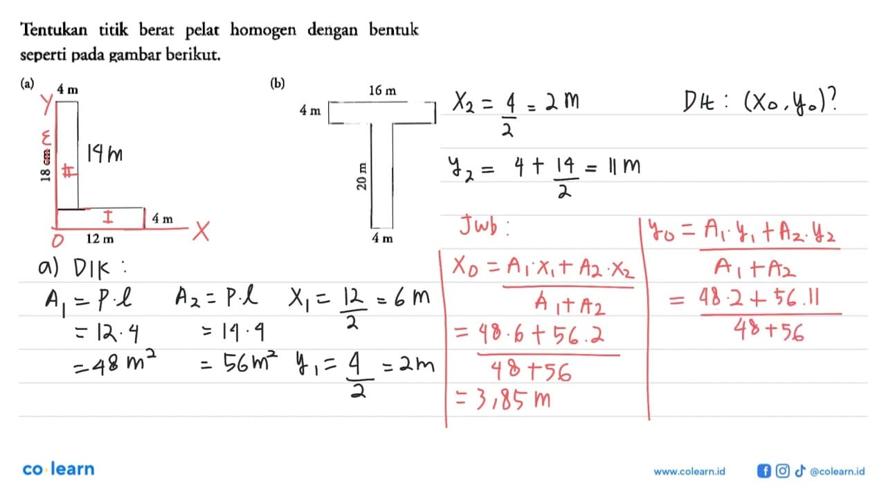 Tentukan titik berat pelat homogen dengan bentuk seperti