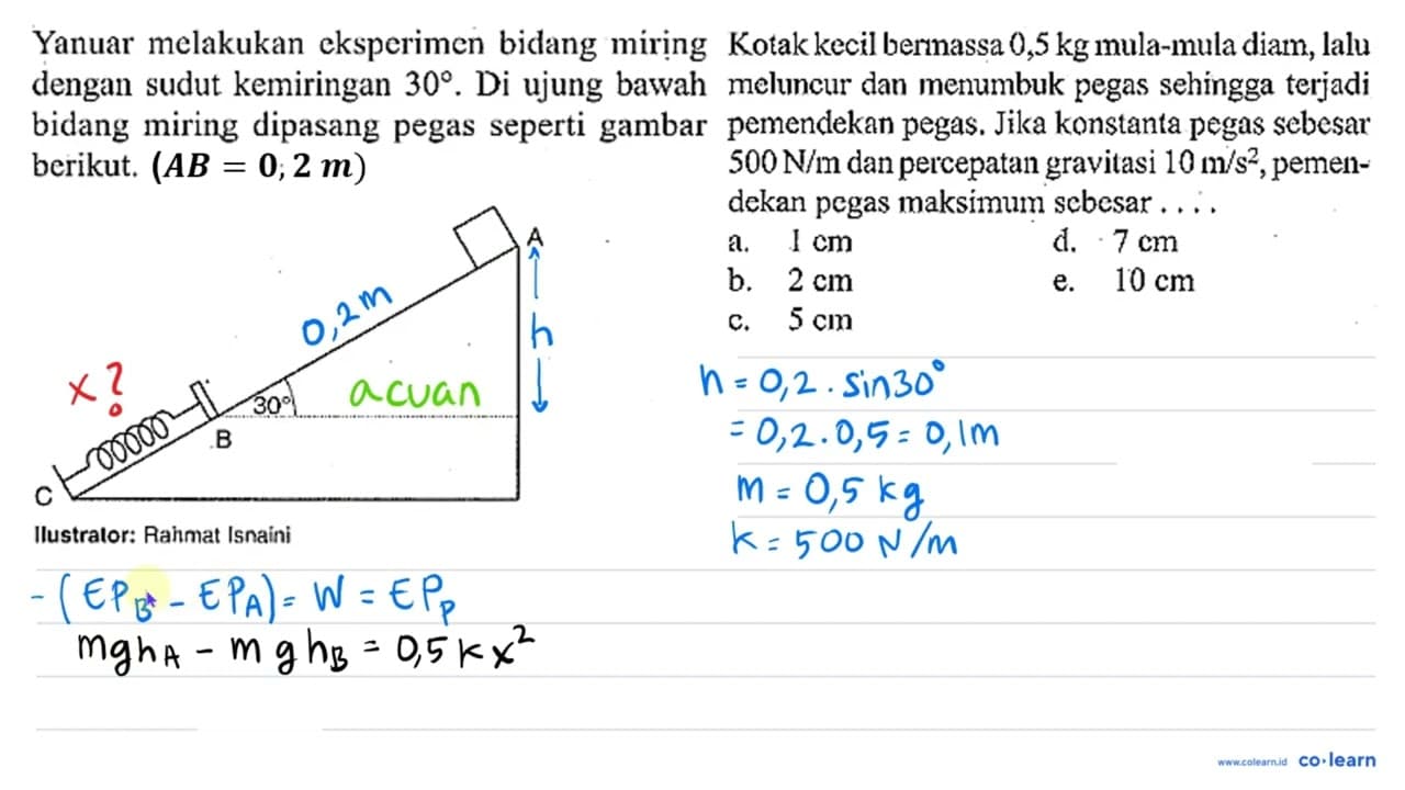 Yanuar melakukan eksperimen bidang mirịng dengan sudut