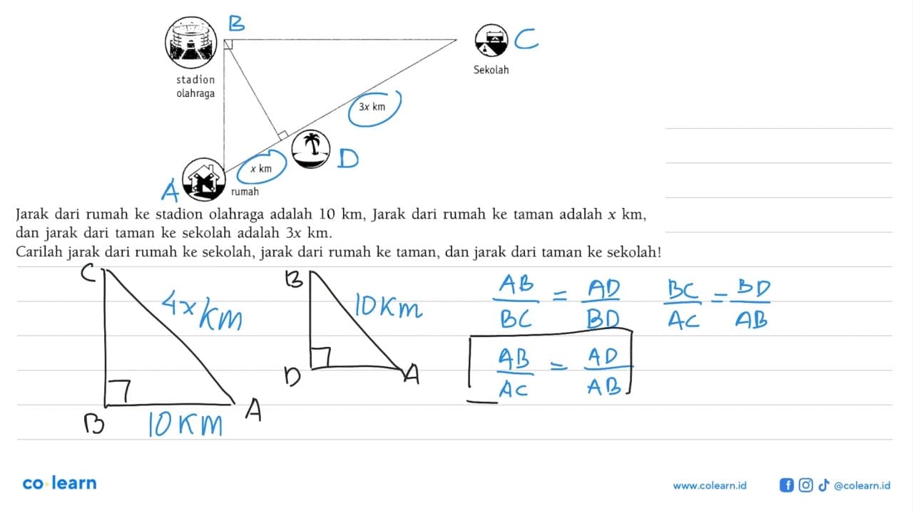 Jarak dari rumah ke stadion olahraga adalah 10 km, Jarak